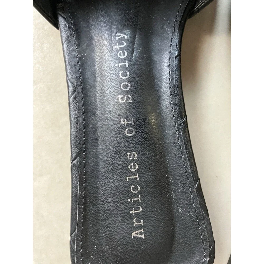 Articles of Society Parma Black Slide Flat Sandals Sz 8 Minimalist Slip On NEW